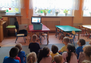 Biedronki oglądają film edukacyjny pt.: "Prawa dziecka"